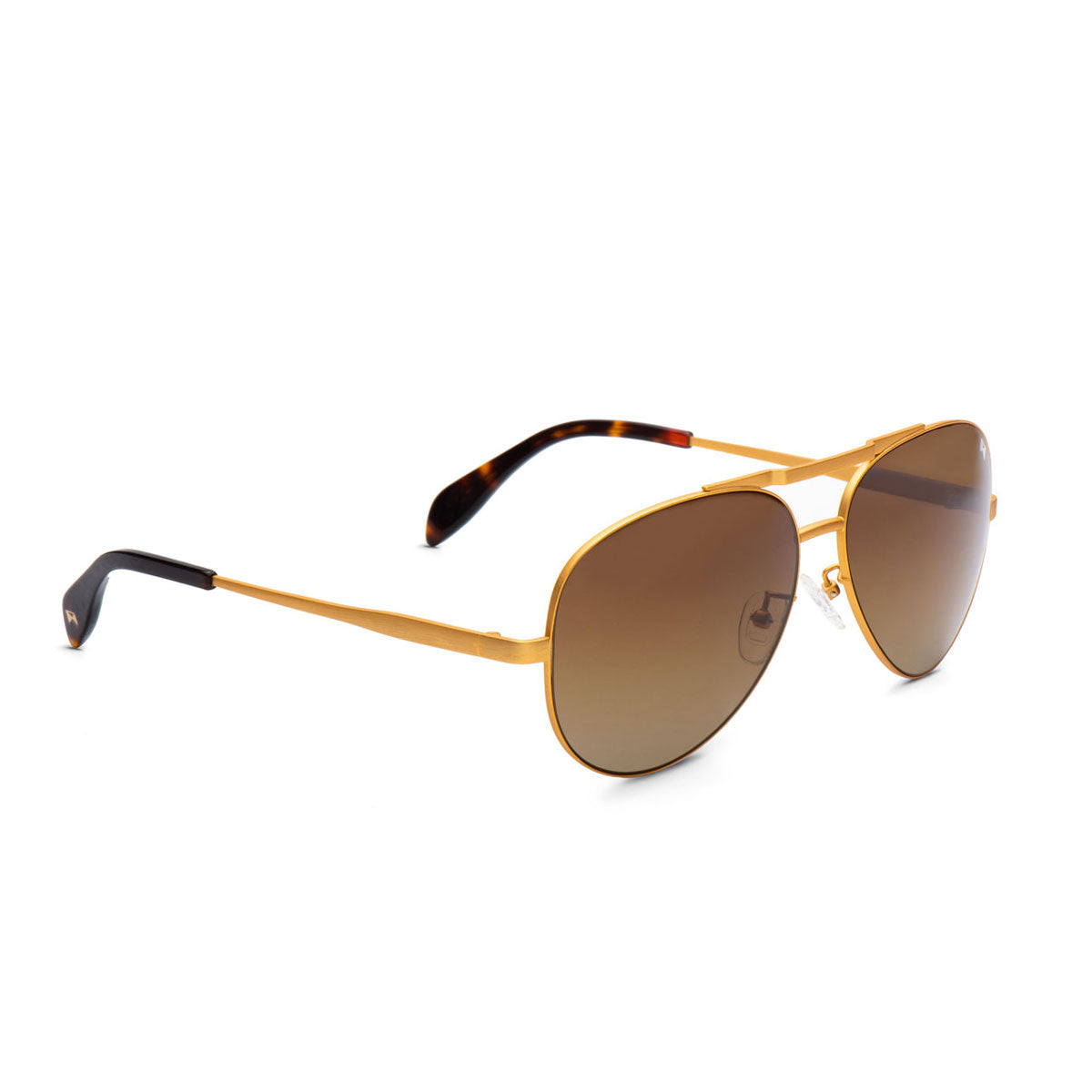 Sunglasses, The Hughes Polarized Lens Titanium Metal Sunglasses, William Painter, Gold/Brown, Adult, unisex